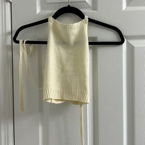 Cream Crop Top - Open Back Tie to Fit
